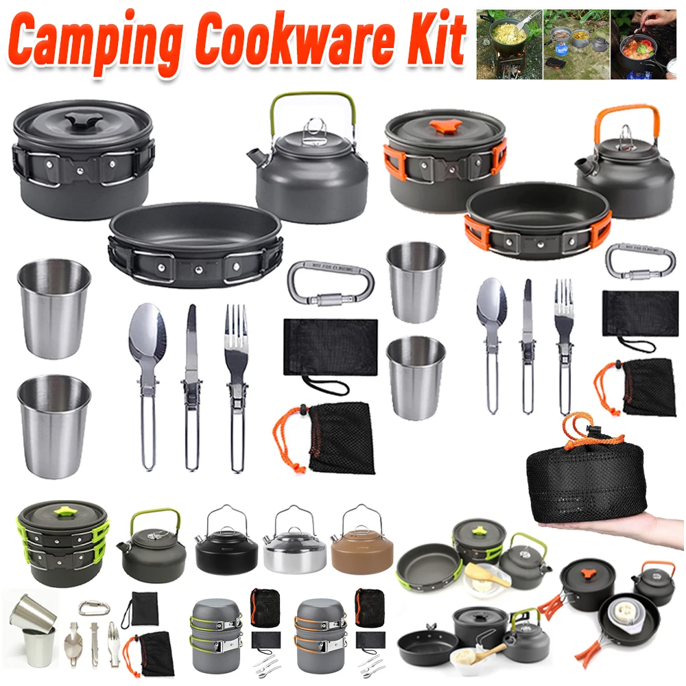Camping Hiking Cooking - Kit da Cucina da Campeggio: Bollitore,